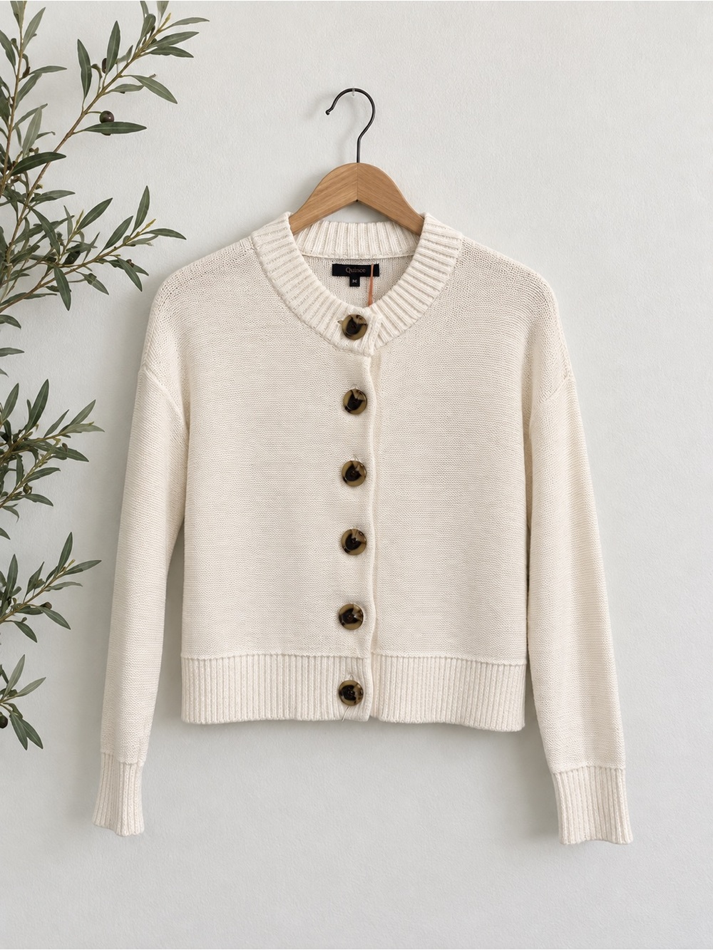 NWT Quince 100% Organic Cotton Cropped Cardigan Ivory XS